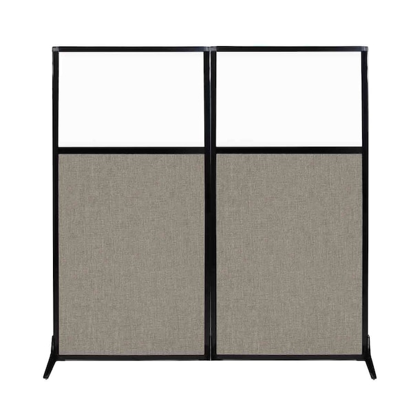 Work Station Screen 66" x 70" Warm Pebble Fabric With Clear Window